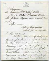 Contains Orders for All Naval Vessels on the Day of Abraham Lincoln